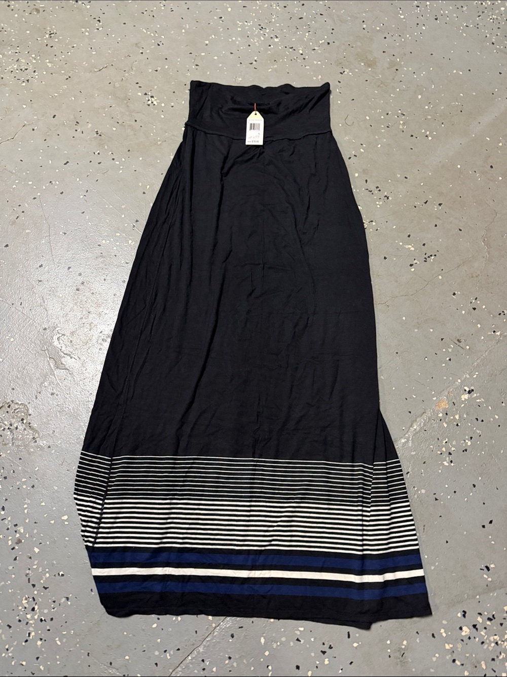 Black Maxi Skirt with Striped Hem